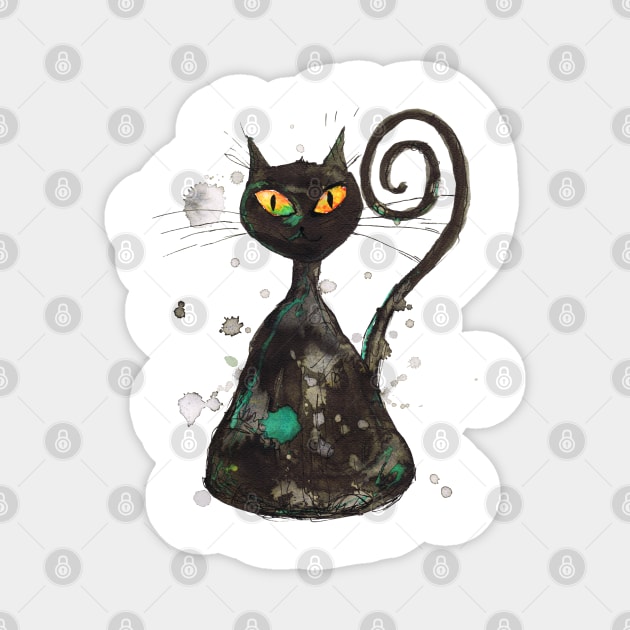 Black cunning cat Sticker by Bwiselizzy